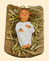 JESUS ON STRAW IN WOODEN CRADLE