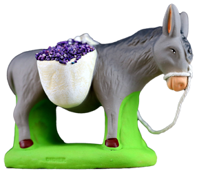 DONKEY CARRYING  BASKETS OF LAVENDER