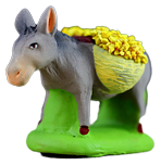 DONKEY CARRYING  BASKETS OF MIMOSAS