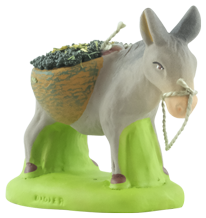 DONKEY CARRYING  BASKETS OF OLIVES