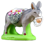 DONKEY CARRYING BASKETS OF FLOWERS